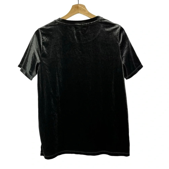 Old Navy Gray Boyfriend Velvet Short Sleeve Top S - Picture 3 of 5